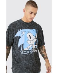 BoohooMAN - Oversized Sonic Anime Wash License T-shirt - Lyst