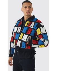BoohooMAN - Boxy Letter Badge Collared Varsity Jacket - Lyst