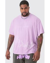 BoohooMAN - Plus Oversized Pour Printed T-shirt In Pink - Lyst