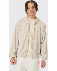 BoohooMAN - Oversized Boxy Zip Towelling Limited Hoodie - Lyst