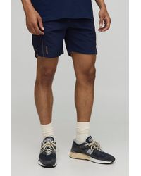 BoohooMAN - Elasticated Waist Relaxed Crinkle Nylon Pipped Shorts - Lyst