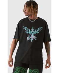 BoohooMAN - Tall Metallic Puff Print Cross Graphic T-shirt In Black - Lyst