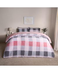 BoohooMAN - Ohs Gingham Teddy Duvet Cover Pillowcase Quilt Soft Warm Check Fleece Bedding Set - Lyst