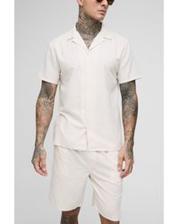 BoohooMAN - Tall Regular Linen Shirt & Short Set - Lyst