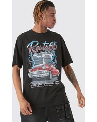 BoohooMAN - Tall Route 66 Racer Printed T-shirt In Black - Lyst