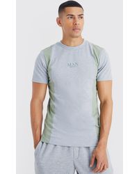 BoohooMAN - Slim Fit Colour Block Embroidered T-shirt - Lyst