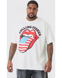 BoohooMAN - Plus Oversized Rolling Stones License T-shirt In White - Lyst