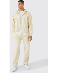Boohoo - Oversized Zip Through Washed Puff Print Tracksuit - Lyst