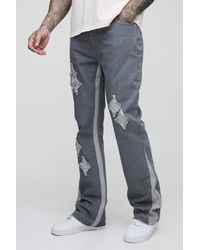 BoohooMAN - Tall Slim Flare Applique Gusset Panel Jeans - Lyst
