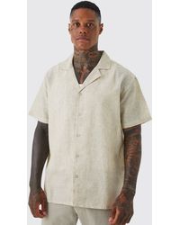 BoohooMAN - Short Sleeve Oversized Linen Look Revere Shirt - Lyst
