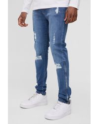 BoohooMAN - Tall Stretch Skinny Zip Hem Ripped Jeans - Lyst