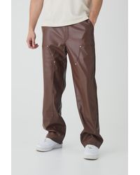 BoohooMAN - Tall Pu Relaxed Fit Carpenter Pants - Lyst