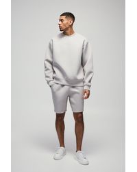 BoohooMAN - Oversized Bonded Scuba Sweatshirt Short Tracksuit - Lyst