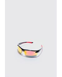 BoohooMAN - Rimless Racer Sunglasses In Red - Lyst