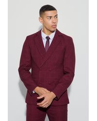 BoohooMAN - Window Check Double Brested Slim Fit Blazer - Lyst