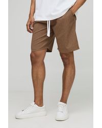 Boohoo - Pantalón Corto Holgado Con Cintura Elástica Y Raya Diplomática - Lyst