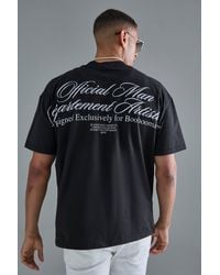 BoohooMAN - Oversized Extend Neck Slogan Embroidered Heavyweight T-shirt - Lyst