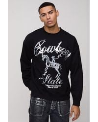 BoohooMAN - Oversized Western Metallic Graphic Sweatshirt - Lyst