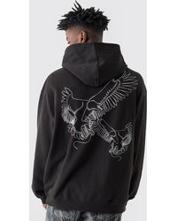 BoohooMAN - Oversized Eagle Stencil Graphic Hoodie - Lyst
