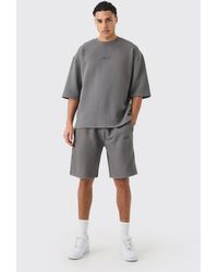 BoohooMAN - Oversized Quilted Herringbone T-shirt - Lyst