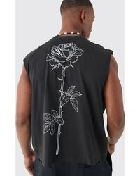 BoohooMAN - Oversized Boxy Cropped Line Rose Tank - Lyst