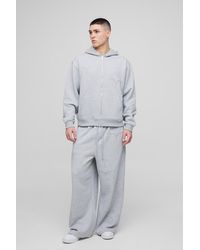 BoohooMAN - Oversized Boxy Star Applique Zip Through Hooded Tracksuit - Lyst