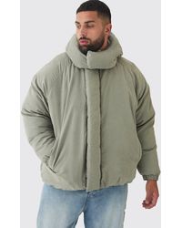 BoohooMAN - Plus Man Extreme Heavy Padded Hooded Puffer Coat In Stone - Lyst