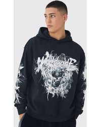 Boohoo - Sudadera Oversize De Tela Rizo Con Capucha Y Estampado Worldwide Con Costuras Sin Acabar - Lyst