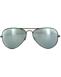 BoohooMAN - Ray-ban Aviator Gunmetal Green Silver Mirror Sunglasses - Lyst