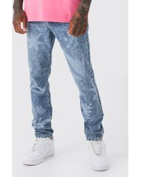 BoohooMAN - Slim-Fit Jeans mit Laser-Print - Lyst
