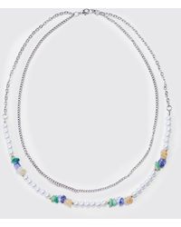 BoohooMAN - Mehrlagige Perlen-Halskette - Lyst