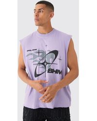 BoohooMAN - Oversized Extended Neck Boxy Drop Shoulder Washed Bhm Tank - Lyst