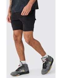 Boohoo - Skinny Fit Cargo Shorts In Black - Lyst