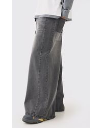 BoohooMAN - Extreme Wide Fit Jeans In Washed Black - Lyst