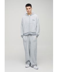 BoohooMAN - Oversized Boxy And Wide Leg Knitted Jacquard Tracksuit - Lyst