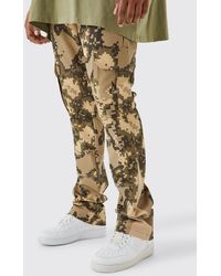 BoohooMAN - Plus Fixed Waist Skinny Stacked Flare Pixel Cargo Trouser - Lyst