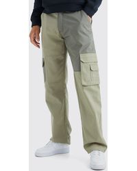 BoohooMAN - Tall Relaxed Fit Colour Block Tonal Branded Cargo Trouser - Lyst