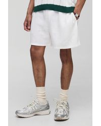 Boohoo - Half & Half Waistband Relaxed Fit Linen Blend Shorts - Lyst