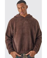 BoohooMAN - Fluffy Knitted Boxy Hoodie - Lyst