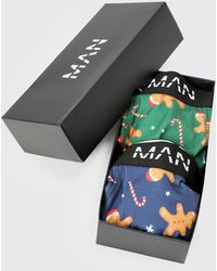 BoohooMAN - Plus 2 Pack Christmas Boxers In Giftbox - Lyst