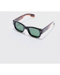 BoohooMAN - Chunky Sunglasses With Tortoise Shell Detail In Black - Lyst