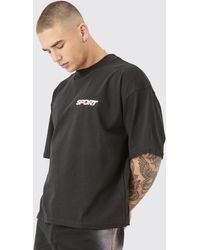 BoohooMAN - Oversized Extended Neck Boxy Racing Print T-shirt - Lyst