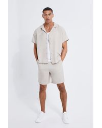 BoohooMAN - Boxy Linen Shirt And Short Set - Lyst