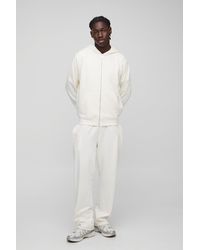BoohooMAN - 260Gsm Loopback Basic Regular Fit Zip Through Hoodie And Straight Leg Sweatpants Set - Lyst