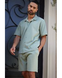 BoohooMAN - 'lunds' Textured Revere Collar Short Sleeve Shirt - Lyst