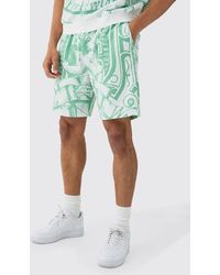 BoohooMAN - Relaxed, Mid Length All Over Print Short - Lyst