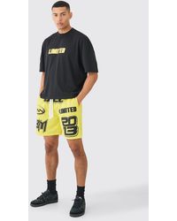 Boohoo - Oversized Boxy Limited T-shirt & Mesh Basketball Shorts Set - Lyst