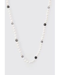 BoohooMAN - Pearl And Bead Mix Necklace In Black - Lyst