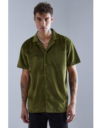 BoohooMAN - Short Sleeve Oversized Velour Shirt - Lyst
