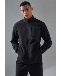 BoohooMAN - Man Active Fleece Zip Thru Track Top - Lyst